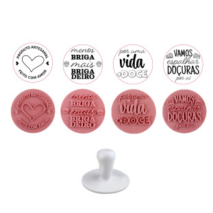 KIT CARIMBOS FRASES DOCES ROSA  - BLUE STAR
