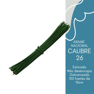 ARAME NACIONAL 10 CM CALIBRE 26 VERDE  (MAÇO COM 100 UNIDADES)