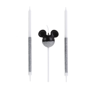 VELA MICKEY 360 GLITTER PRATEADA