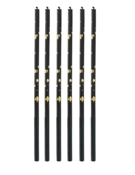VELAS PALITO GIGANTE PRETO COM DOURADO - (6 UNIDADES)  - SILVER FESTAS