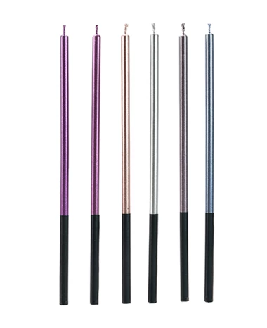 VELAS PALITO COLORIDAS  METALIZADAS - (6 UNIDADES)  - SILVER FESTAS
