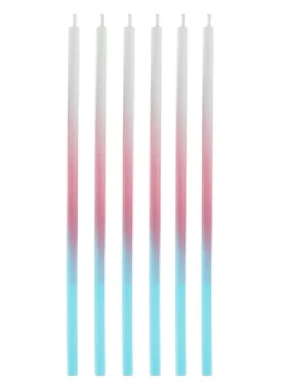 VELAS PALITO DEGRADÊ (AZUL, ROSA E BRANCO) - (6 UNIDADES)  - SILVER FESTAS