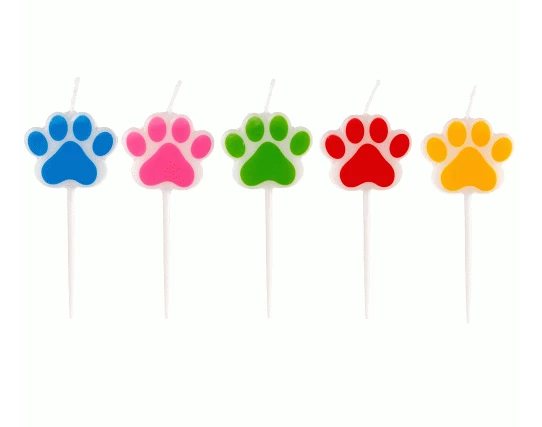 VELAS PET. PATINHAS COLORIDAS - (4 UNIDADES)  - SILVER FESTAS