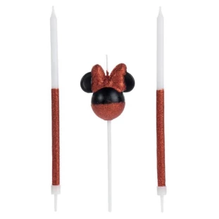 VELA MINNIE 360 MEIO GLITTER VERMELHA