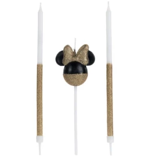 VELA MINNIE 360 MEIO GLITTER DOURADA