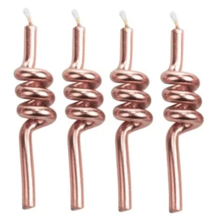 VELA TUBO ROSE - (4 UNIDADES)  - SILVER FESTAS
