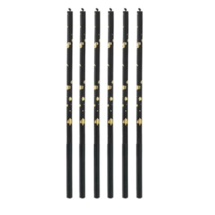 VELAS PALITO GIGANTE PRETO COM DOURADO - (6 UNIDADES)  - SILVER FESTAS