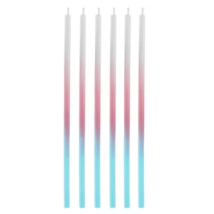 VELAS PALITO DEGRADÊ (AZUL, ROSA E BRANCO) - (6 UNIDADES)  - SILVER FESTAS